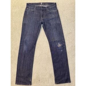 Men's 7 for all Mankind Slimmy Dark wash jeans size 31 - distressed with patch